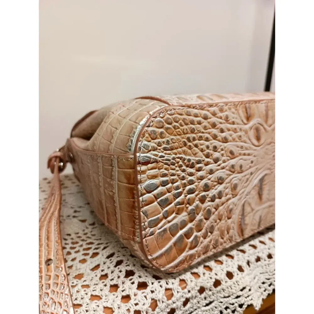 NWOT Brahmin Margo Crossbody Bag Croc Waterfall Honey Brown